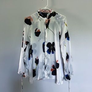 Massimo Dutti 100% Mulberry Silk Floral Blouse